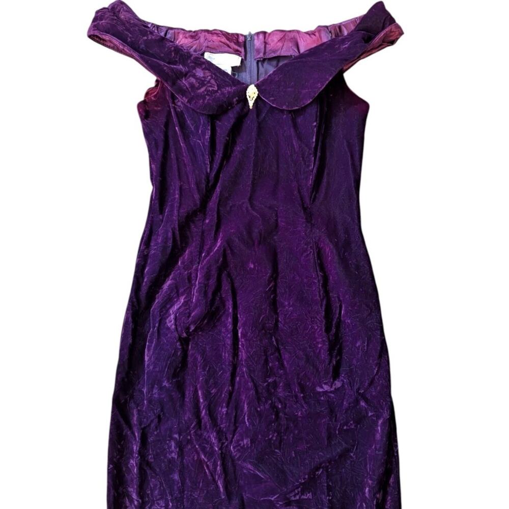 Vintage Jessica McClintock Gunne Sax Velvet Long Evening Dress Deep Purple 7 9 - Picture 6 of 11